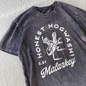 Malarkey Cowboy Lizard Honest Hogwash Graphic T-Shirt Men's M Black Cotton $38